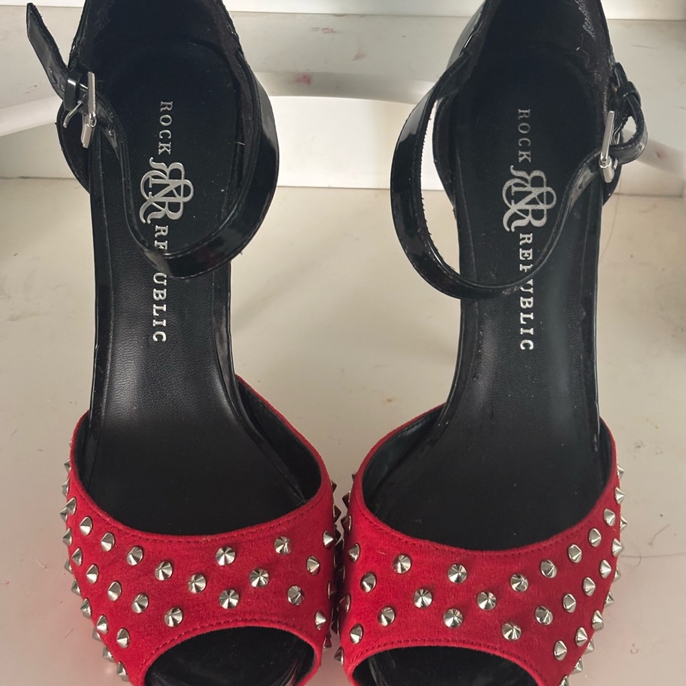 Rock & Republic Red and Black Studded Heels